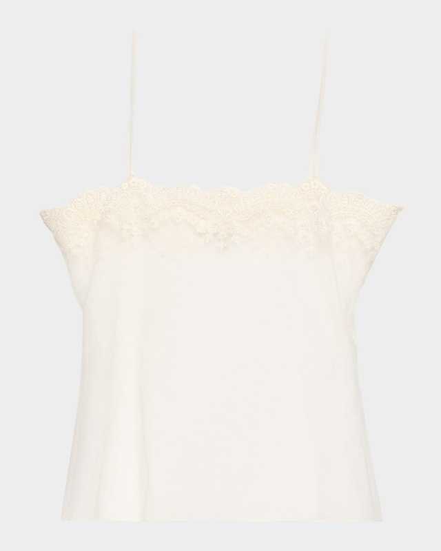 Fitted Lace Embroidered Tank Top